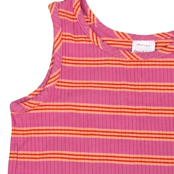 Hanna Andersson Ribbed Pink And Orange Striped Tank Top Size 10 - Picture 2 of 5
